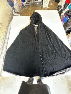 Black Hooded Cape Coat - Women